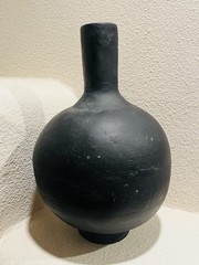 Vintage Barro Negro De Oaxaca Handmade Black Clay Round Vase 13” Made in Mexico