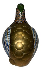 Vintage Sergio Bustamante Quail Mexican Tonala Pottery Brass B Mark 7×5″ *flaw