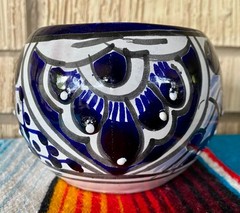 Mexican Ceramic Flower Pot Planter Folk Art Pottery Handmade Talavera #2