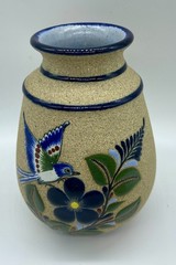 Floral and bird Mexican art pottery “sandstone” Ceramica Pajaros Guanajuato