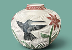 Mata Ortiz Pottery Martin Olivas Quintana White clay Olla Vase Jar Art Mexican