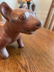 Vintage Colima Style Terracotta Dog Effigy Vessel Mexican Folk Art Hollow