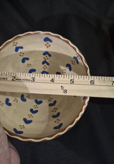 2 Hand-Painted Glazed Terracotta Bowls Featuring Cobalt Blue Motifs & Heart’s