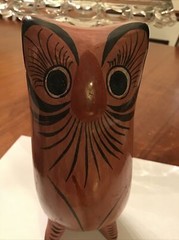 Vintage Mid Century Modern Signed Tonala Jal Mexico Pottery Owl 6 3/8” Tall