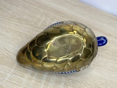 Vintage Tonala Mexican Gilt Brass & Pottery Duck Sculpture Folk Art