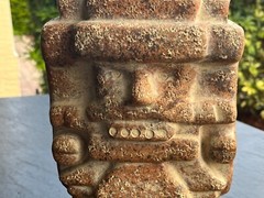 Vintage Mid Century Modern MCM Aztec Statue Terra Cotta Clay Figure 10.5″ Tall
