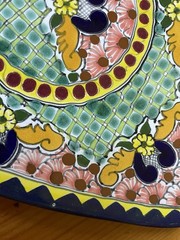 2 Talavera Plates Triangle Floral Mexican Pottery Folk Art 10″ Sebastian Hangs