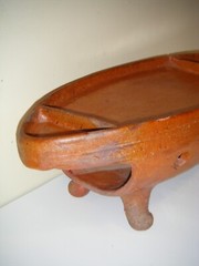 Vintage Terra Cotta Glazed Red Clay Mexican Tabletop Food Warmer