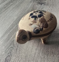 Cute Pottery Turtle Tonala Floral Design Mexico