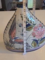 Tonala El Palomar Signed Mexico Pottery Vase w/ Birds Plants & Butterflies. 13”