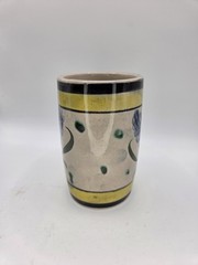 Vtg Mexican Bird And Floral Stoneware Cup from Tonala Mexico Signed