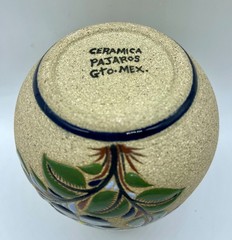 Floral and bird Mexican art pottery “sandstone” Ceramica Pajaros Guanajuato