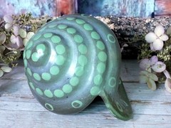Green Clay Conch Shell Pre-Columbian Symbol Handmade Michoacán Mexican Folk Art