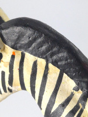 Vintage Mexican Folk Art Candle Holder Handmade Zebra Birds Clay Pottery