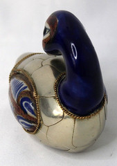 VTG Hand-Painted Tonala Mexican Pottery & Brass Duck Figurine