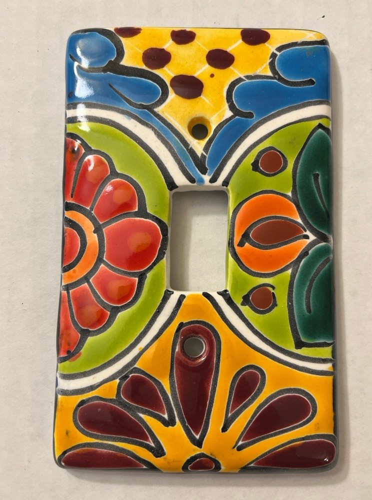 Mexican Talavera pottery Single Toggle light switch Cover Folk Art Hand Painted