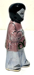 Mexican Single Tonala Pottery Figurine, Nativity Joseph? 4 3/4 Inch Hand Painted
