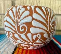 Mexican Ceramic Flower Pot Planter Folk Art Pottery Handmade Talavera #4