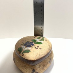 Vintage Hand Painted Mexican Tonala Pottery Heart Shape Trinket Box w/ Lid 4”