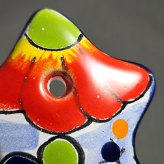 Talavera Hand Painted Sm Cross Cruz Roquera Chica Mexican Folk-Art Clay Floral
