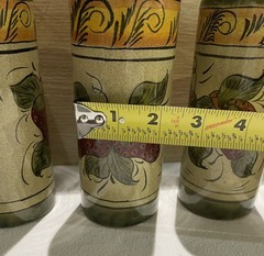 Set Of Six Mexican Pottery Tumblers /bud Vase Hand painted Floral (See Pictures