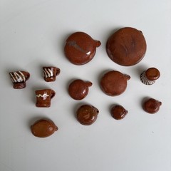 Lot collected handmade clay miniature dishes vase South tea set Central America
