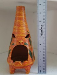 Mexican Pottery Chiminea Small Table Top Candle or Incense Burner Tiki Folk Art
