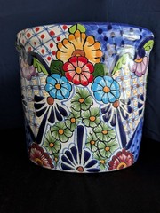 Talavera ceramic flower pot from Mexico.