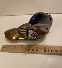 Tonala Pottery & Brass Vintage Toucan Bird Mexican Folk Art