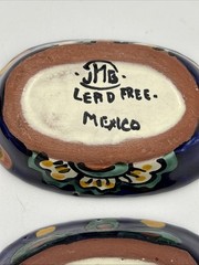 Mexican Handmade Talavera Pottery Small Oval Bowls Set Of 4 Lead Free Stackable