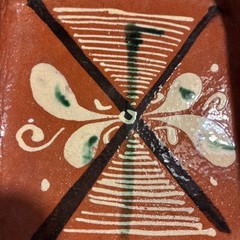 Mexican Folk Art Pottery Trinket Dish Hand Made Hand Painted mid-century modern