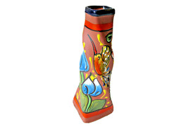 CERAMEX ADOBE MODERN 8.5″ VASE MEXICAN TERRACOTTA POTTERY ART HAND PAINTED