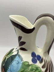 Vintage Mexican Folk Tonala Pottery Pitcher Artist Signed Vibrant Colors