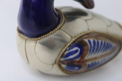 VTG Hand-Painted Tonala Mexican Pottery & Brass Duck Figurine