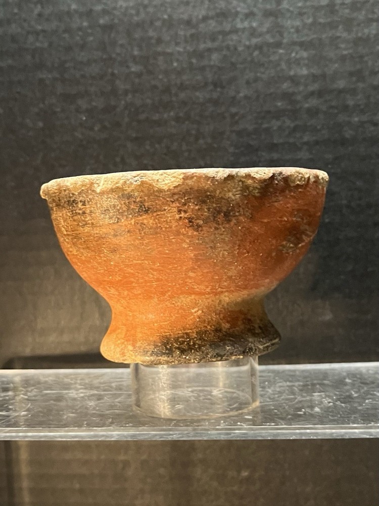 Mayan PreColumbian Red Glazed Pottery Cup 600-900 A.D. Solid Artifact