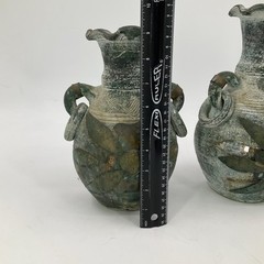 2- Mexican Folk Art Pottery Stone and Brass Chimnea’s Outdoor/ Indoor