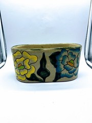 Floral Colorful Tonala Pottry Planter, Marked