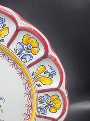 Vintage Set Of 2 Talavera Art Pottery Hand Painted Floral Wall Hanging Plates