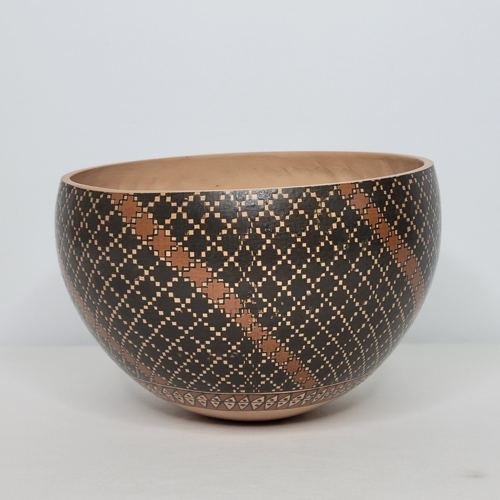Mata Ortiz Pottery Poly Chrome Geometric 5.5″ Bowl Olla Pot Mexican Signed