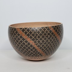Mata Ortiz Pottery Poly Chrome Geometric 5.5″ Bowl Olla Pot Mexican Signed
