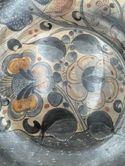 Vtg Tonala Mexico Folk Art Pottery Wall Hanging Plate Birds Squirrel 12” Round
