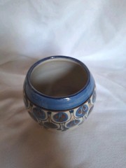 Contemporary Mexican Style Small Vase Blue Tan And Brown