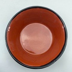 MEXICAN Clay Bowls Set of 2 Black Terracotta Floral Serving Handmade NEW 7in
