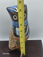 Vintage Mexican Hand-Painted Tonala Art Pottery Owl 8.5″ Tall Classic Colors