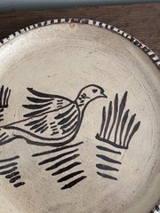 Tzintzuntzan Pottery Plate Michoacán Mexico Hand Painted Single Bird Unsigned
