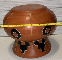 Mexican Folk Art Pottery Flower Pot Vase Large Hand Crafted Mayan Designs 7”
