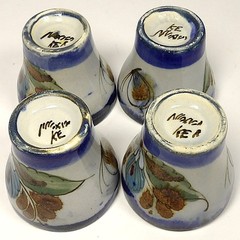 VINTAGE MEXICAN POTTERY KENNETH EDWARDS SET OF 4 SHOT GLASSES