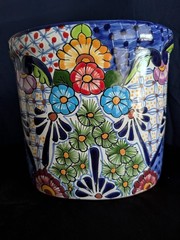 Talavera ceramic flower pot from Mexico.