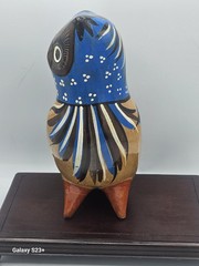Vintage Mexican Hand-Painted Tonala Art Pottery Owl 8.5″ Tall Classic Colors