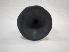 Vintage Oaxaca Mexico Black Pottery Clay Angel Candle Holder 7.5” Tall